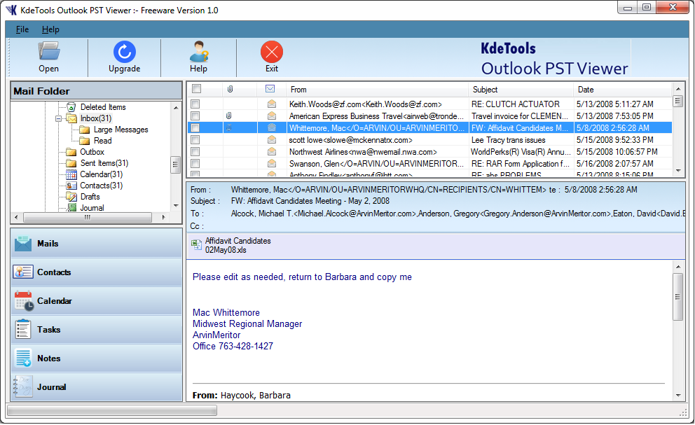 Preview of merge PST File